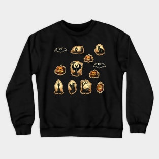 Bat and Pumpkin Halloween Icons Crewneck Sweatshirt